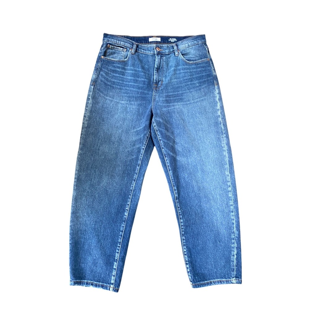 Kensie The Jessica High Rise Medium Wash Barrel Blue Denim Jeans 12 Minimalist